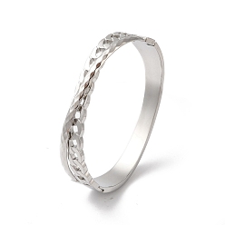 Stainless Steel Color Non-Tarnish Cross 304 Stainless Steel Hollow Hinged Bangles for Women, Stainless Steel Color, Inner Diameter: 2-3/8x2 inch(5.95x5.1cm), 8mm