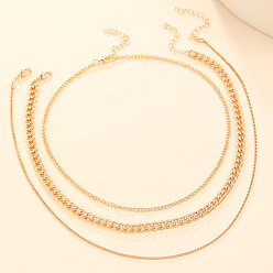Золотой Железная цепь 3 многослойные ожерелья для женщин, золотые, 14.17 дюйм (36 см), 3 шт