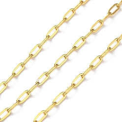 Настоящее золото 18K 304 цепи из нержавеющей стали, пайки, с катушкой, ионное покрытие (ip), реальный 18 k позолоченный, 4.5x2x0.4 мм, около 32.81 футов (10 м) / рулон
