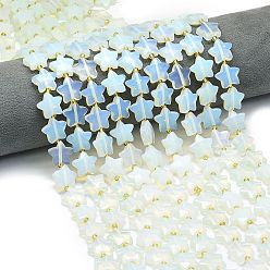 Опал Opalite бисер пряди, граненые, звезда, с бисером, 13~14.5x14~14.5x5.5~6 мм, отверстие : 1.2 мм, около 27 шт / нитка, 15.55'' (39.5 см)