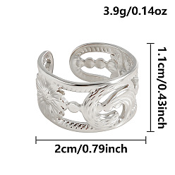 Нержавеющая Сталь Цвет 304 открытые кольца-манжеты из нержавеющей стали для женщин, цветок, цвет нержавеющей стали, 11 мм, внутренний диаметр: 20 мм