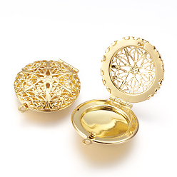 Золотой Латунные диффузор Locket подвески, фото прелести рамка для ожерелья, без кадмия и без свинца, плоско-круглые, золотые, 27x7 мм, отверстие : 2 мм