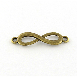 Antique Bronze Tibetan Style Alloy Link, Infinity, Cadmium Free & Lead Free, Antique Bronze, 8.5x29x1mm, Hole: 2mm, about 1280pcs/1000g
