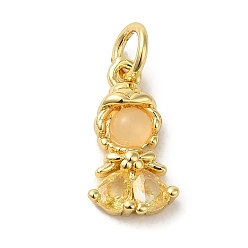 Human Латунные подвески из цветного стекла с микропаве и кубическим цирконием, без кадмия, без никеля и без свинца, реальный 18 k позолоченный, девушка, 14.5x7.5x3.5 мм, отверстие : 3.2 мм