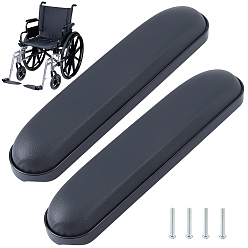 Черный 2 шт. подлокотники для инвалидных колясок из искусственной кожи и губки, защита мебели, прямоугольные, чёрные, 270x51.5x34 мм
