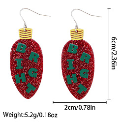 Другие Рождественские серьги-гвоздики из сплава, эмали и акрила., с блеском порошок, лампочка, 60x20 мм