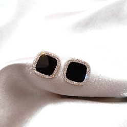Квадрат Акриловые серьги женские, со сплавочной фурнитурой со стразами, квадратный, 18x11 мм