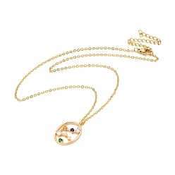 Водолей Красочное ожерелье с подвеской в виде созвездия кубического циркония, золотые украшения 304 из нержавеющей стали для женщин, Водолей, 15.75 дюйм (40 см)