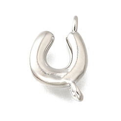 Letter U Подвески из латуни, без свинца и без кадмия, долговечный, стойки покрытие, платина, Буква U, 12.5x8.5x2.5 мм, отверстие : 1.2 мм