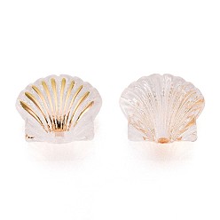 Прозрачный Прозрачные бусины из абс-пластика, формы раковины, золотой металл обвитыми, с половиным покрытием, золотые, 12.5x14.5x7.5 мм, отверстие : 1.8 мм, Около 735 шт / 500 г