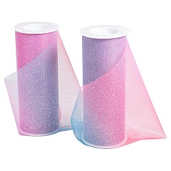 Colorful Polyester Deco Mesh Ribbons, Tulle Fabric, Tulle Roll Spool Fabric For Skirt Making, Colorful, 150mm, 10yards/roll