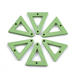 Светло-зеленый Окрашенные тополя дерева ссылки, треугольные, светло-зеленый, 21x19x3 мм, отверстие : 1.4 мм