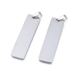 Нержавеющая Сталь Цвет Устойчивые к потускнению 304 подвески из нержавеющей стали, штамповка пустой метки, прямоугольные, цвет нержавеющей стали, 48x12x1 мм, отверстие : 4x13 мм