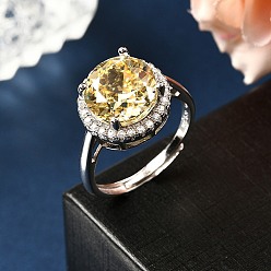 Плоский Круглый Регулируемые 925 кольца-манжеты из стерлингового серебра с микропаве из кубического циркония для женщин, Реальная платина, плоско-круглые, размер США 7 1/4 (17.5 мм), плоско-круглые: 13 mm