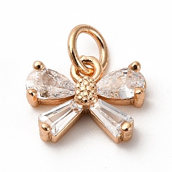Light Gold Латунные микро проложить кубического циркония подвески, бантом прелести, с целью перехода в кольце, без кадмия и без свинца, стойки покрытие, долговечный, золотой свет, 8.5x11.5x3.5 мм, отверстие : 3 мм