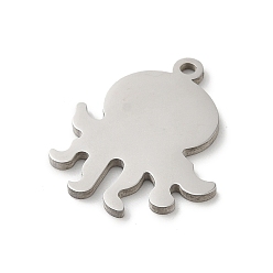 Octopus 201 Stainless Steel Pendants, Laser Cut, Stainless Steel Color, Octopus, 16x13.5x1mm, Hole: 1.2mm