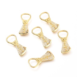 Real 18K Gold Plated Brass Micro Pave Clear Cubic Zirconia Pendants, Long-Lasting Plated, Pull-tab, Real 18K Gold Plated, 25x10.5x3mm, Hole: 3.3mm