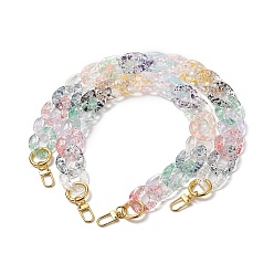Colorful Transparent Acrylic Curban Chain Bag Handles, with Alloy Spring Gate Rings & Swivel Clasps, Colorful, 50x2.9cm, 2pcs/set