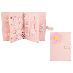 Pink Войлочная книга для хранения резинок для волос в виде отдельных листов, органайзеры для резинок для волос, Прямоугольник с цветком, розовые, 27x20.5x3.35 см