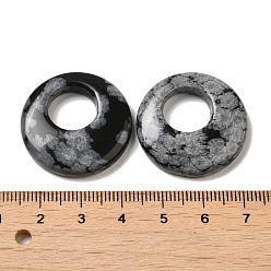 Snowflake Obsidian Natural Snowflake Obsidian Pendants, Donut/Pi Disc Charms, 27.5~28x4.5~5.5mm