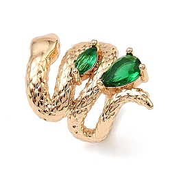 Золотой Латунные бусины из фианита, змея, бусины с большим отверстием, золотые, 20x14x15 мм, отверстие : 10 мм