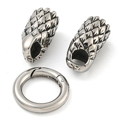 Argent Antique 304 bagues à ressort en acier inoxydable, polissage manuel, argent antique, 54mm