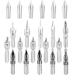 Нержавеющая Сталь Цвет 32шт. сменные перья для перьевых ручек Iraurita из нержавеющей стали, для каллиграфического письма, цвет нержавеющей стали, 26~42x6~9x2~4.5 мм, Руководитель: 0.5 mm