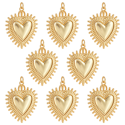 Настоящее золото 18K 8подвески из латуни с гальваническим покрытием, сердце прелести, с целью перехода в кольце, без свинца и без кадмия, долговечный, реальный 18 k позолоченный, 31.5x25.5x4 мм, отверстие : 3.5 мм