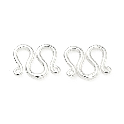 Посеребрённый Крючки и S замочки-крючки, латунь , долговечный, без свинца и без кадмия, стойки покрытие, 925 серебро покрытием, 8x10.5x1 мм
