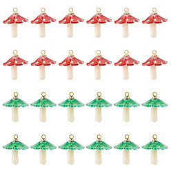 (52) Непрозрачная лаванда 24 шт 2 цвета пластиковые подвески, с акриловыми и позолоченными латунными петлями, гриб, разноцветные, 18x15 мм, отверстие : 1.5 мм, 12 шт / цвет