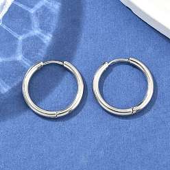 Нержавеющая Сталь Цвет Устойчивые к потускнению 304 серьги-кольца Huggie Hoop из нержавеющей стали, гипоаллергенные серьги, с 316 хирургическим стержнем из нержавеющей стали, цвет нержавеющей стали, 10 датчик, 21x2.5 мм, штифты : 1 мм, внутренний диаметр: 16 мм
