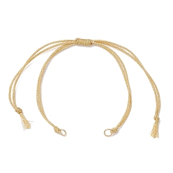 Цвет Древесины Изготовление плетеного браслета из полиэфирного шнура, с открытыми пружинными кольцами из нержавеющей стали 304, для подвесок-соединителей, золотые, деревесиные, 5-7/8 дюйм (14.9 см)