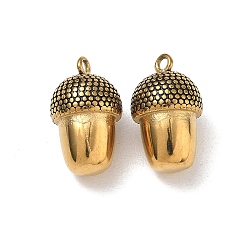 Oro 304 colgantes de acero inoxidable, dijes con forma de bellota, revestimiento de iones (ip), dorado, 17.5x10 mm, agujero: 1.5 mm