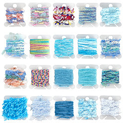 Mixed Color 20 Bundles 20 Styles Cotton and Polyester Lace Ribbon, Macrame Lace Ribbon, Mixed Color, 1~40mm, 1 bundle/style