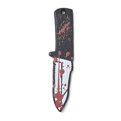 Black Halloween Acrylic Big Pendants, Knife Charms, Black, 50x11.5x2mm, Hole: 1.5mm