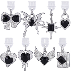 Платина 8шт пластиковые мобильные пылезащитные заглушки, с подвесками из сплава стекла, разнообразные, платина, 31~41 мм