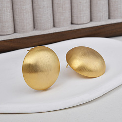 Настоящее золото 18K Полукруглые латунные серьги-гвоздики для женщин, реальный 18 k позолоченный, 26 мм