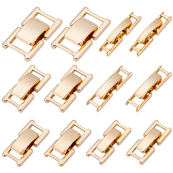 Real 24K Gold Plated 6 Styles Brass Watch Band Clasps, Cadmium Free & Lead Free, Rectangle, Real 24K Gold Plated, 15~17.5x3.5~10.5x4mm