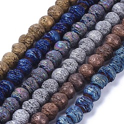 (52) Непрозрачная лаванда Гальванические бусины из натуральной лавы, круглые, разноцветные, 8 мм, отверстие : 1 мм, около 52~53 шт / нитка, 15.7 дюйм (40 см)