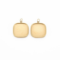 Настоящее золото 14K Ионное покрытие (ip) 304 настройки эмали подвески из нержавеющей стали, с прыжковых колец, квадратный, реальный 14 k позолоченный, 19x16x2 мм, Перейти кольцо: 4x0.5 мм, 2.5 мм внутренним диаметром
