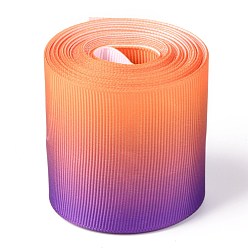 Colorful Gradient Rainbow Polyester Ribbon, Single Face Printed Grosgrain Ribbon, for Crafts Gift Wrapping, Party Decoration, Colorful, 2 inch(50mm), about 5 yards/roll(4.57m/roll)