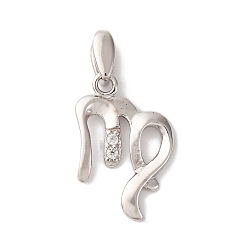 Дева 925 подвески из стерлингового серебра с прозрачным микропаве и цирконием, чары созвездий, платина, родий, с печатью 925, Дева, 18x12.5x1.5 мм, отверстие : 4x2 мм