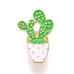 Зеленый лайм Сплавные эмалевые броши, эмалевый штифт, с клатчем-бабочкой, кактус, золотой свет, без кадмия, без никеля и без свинца, зеленый лайм, 28.5x19x2 мм, штифты : 1 мм
