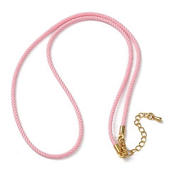 Pink 2мм круглый нейлоновый миланский шнур для изготовления ожерелья, с латунными выводами и 303 застежками из лобстера из нержавеющей стали, реальный 18 k позолоченный, розовые, 18.50~18.70 дюйм (47~47.5 см)