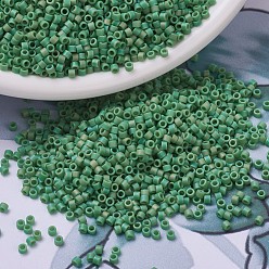 (DBS0877) Matte Opaque Green AB MIYUKI Delica Beads Small, Cylinder, Japanese Seed Beads, 15/0, (DBS0877) Matte Opaque Green AB, 1.1x1.3mm, Hole: 0.7mm, about 35000pcs/bag, 100g/bag