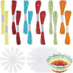 Colorful 2 Sets DIY Christmas & Easter Theme Knitting Basket Making Kits, with Paper Crochet Basket Base and Yarns, Colorful, 20x0.05cm
