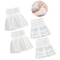 Белый 2 пары 2 нарукавников из полиэстера, многослойный кружевной браслет, ложные рукава, наручные манжеты, для женщин, белые, 105~140x115~185x3 мм, 1 пара / стиль