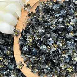 Черный Гальванизируйте прозрачные стеклянные бусины, AB Цвет покрытия, цветок, чёрные, 10 мм