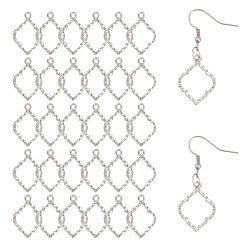 Platine Pendentifs à lunette ouverte en alliage, accessoires de remplissage, pour résine époxy, fabrication de bijoux en résine, charmes de feuilles, platine, 22x16.5x2.5mm, Trou: 1.8mm, diamètre intérieur: 15.5x14 mm