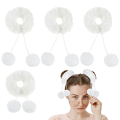 Белый Плюшевые меховые эластичные аксессуары для волос, круглые, резинка для волос / резинки для волос, белые, 75 мм